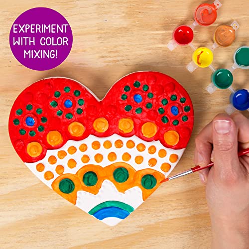 Image of Creative Roots Mosaic Heart Stepping Stone, Includes 7-Inch Ceramic Stepping Stone & 6 Vibrant Paints, Mosaic Stepping Stone Kit, Paint Your Own, DIY Stepping Stone Kit for Kids Ages 8+