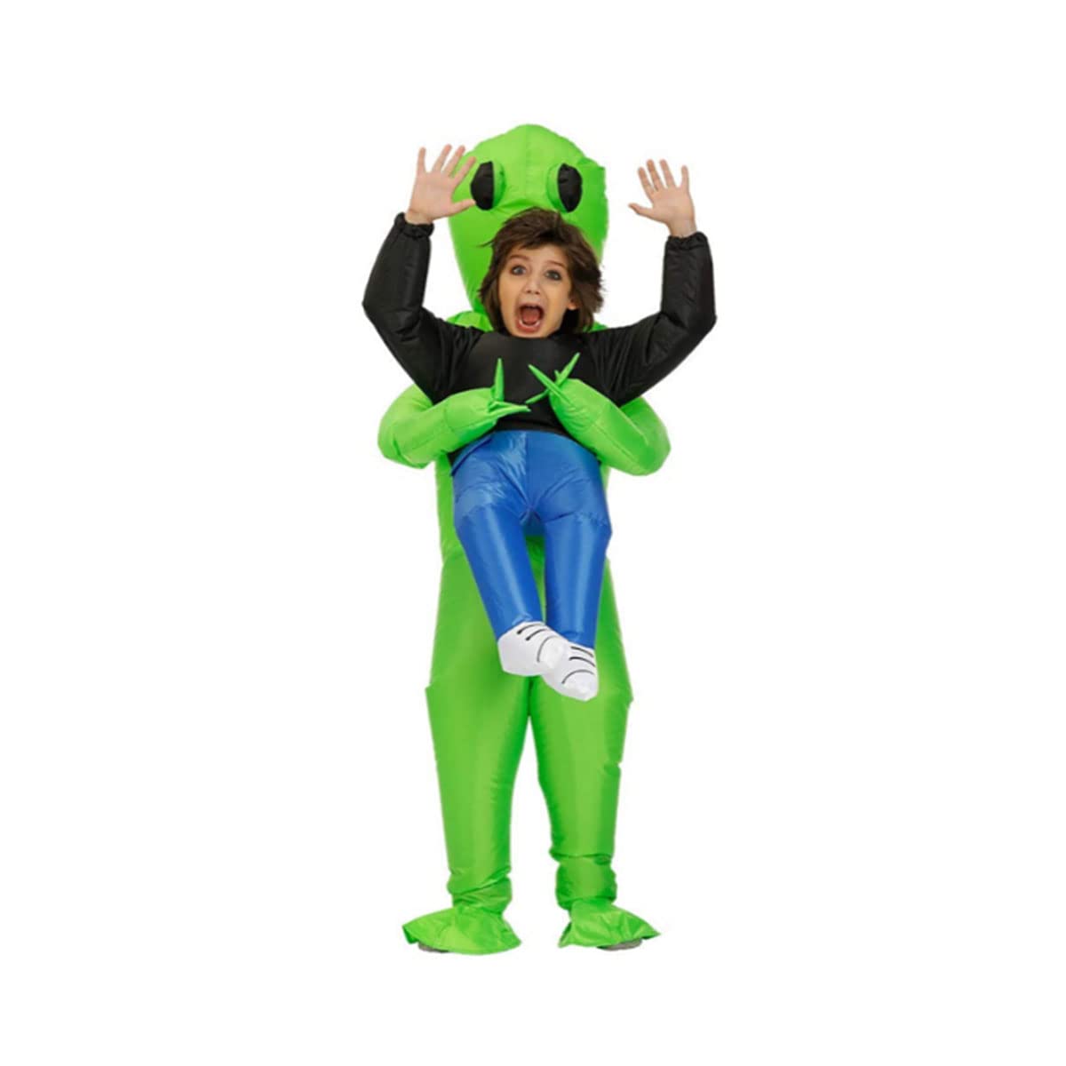 Adult Inflatable Alien Costume,Inflatable Green Alien Mascot Costume Party Cosplay Clothing Masquerade Halloween Party Festival Stage Performance,Size High 2.2m