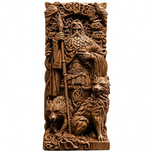 Estatua de Odín en madera, escultura nórdica decorativa