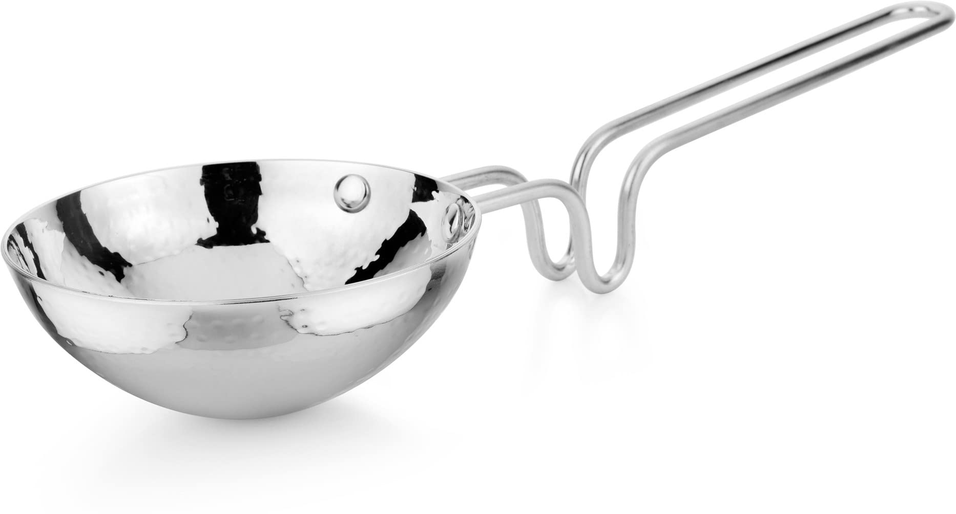 Prabha Heavy Gauge Stainless Steel Hammered Finish Tadka Pan with Handle Unbreakable, Capacity 0.25 L, Size 110 mm