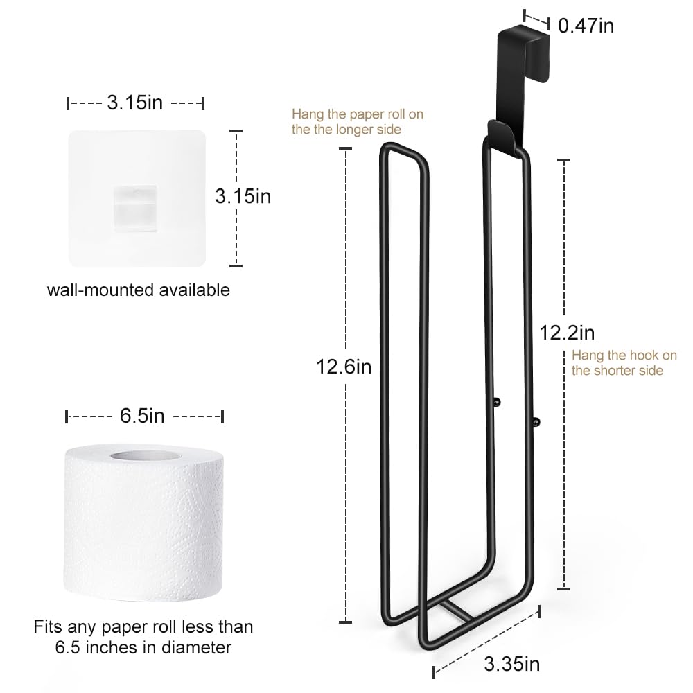 Toilet Paper Holder with Storagefor 3 Roll Tissue (Black 1 Pcs) — Amazon image 3