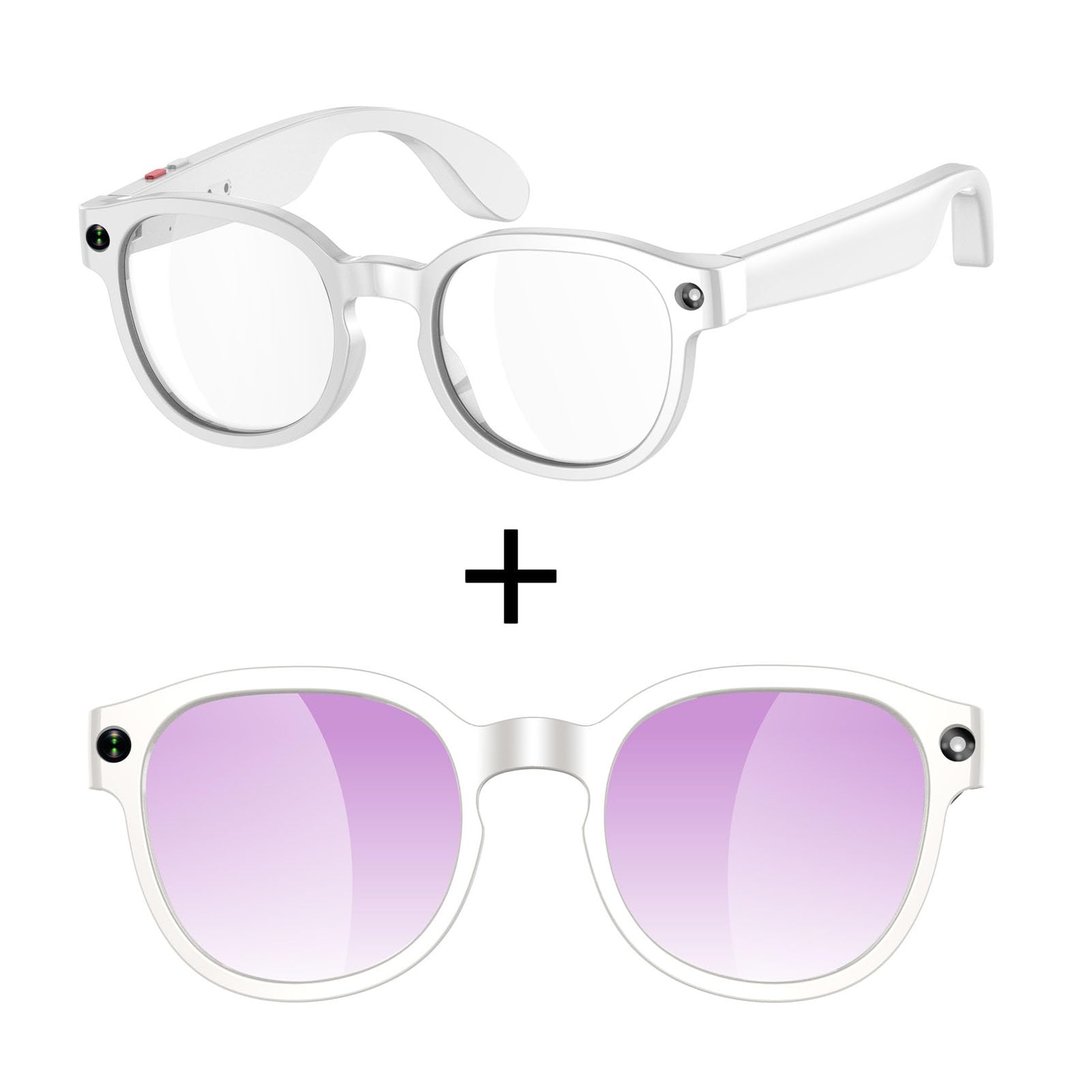 Sxhlseller Lunettes Intelligentes Bluetooth 5.4, Lunettes Audio avec Caméra HD 1080P, Haut Parleurs Ultrasoniques, Batterie 270mAh for Musique, Appels, Vlogging