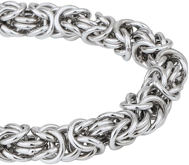 Vanbelle Sterling Silver Jewelry - Rhodium Plated with 925 Stamp - Handmade Classic Byzantine Hollow Chain Bracelet for Men & Women - 8.5 Inches with Lobster Lock - Image 2
