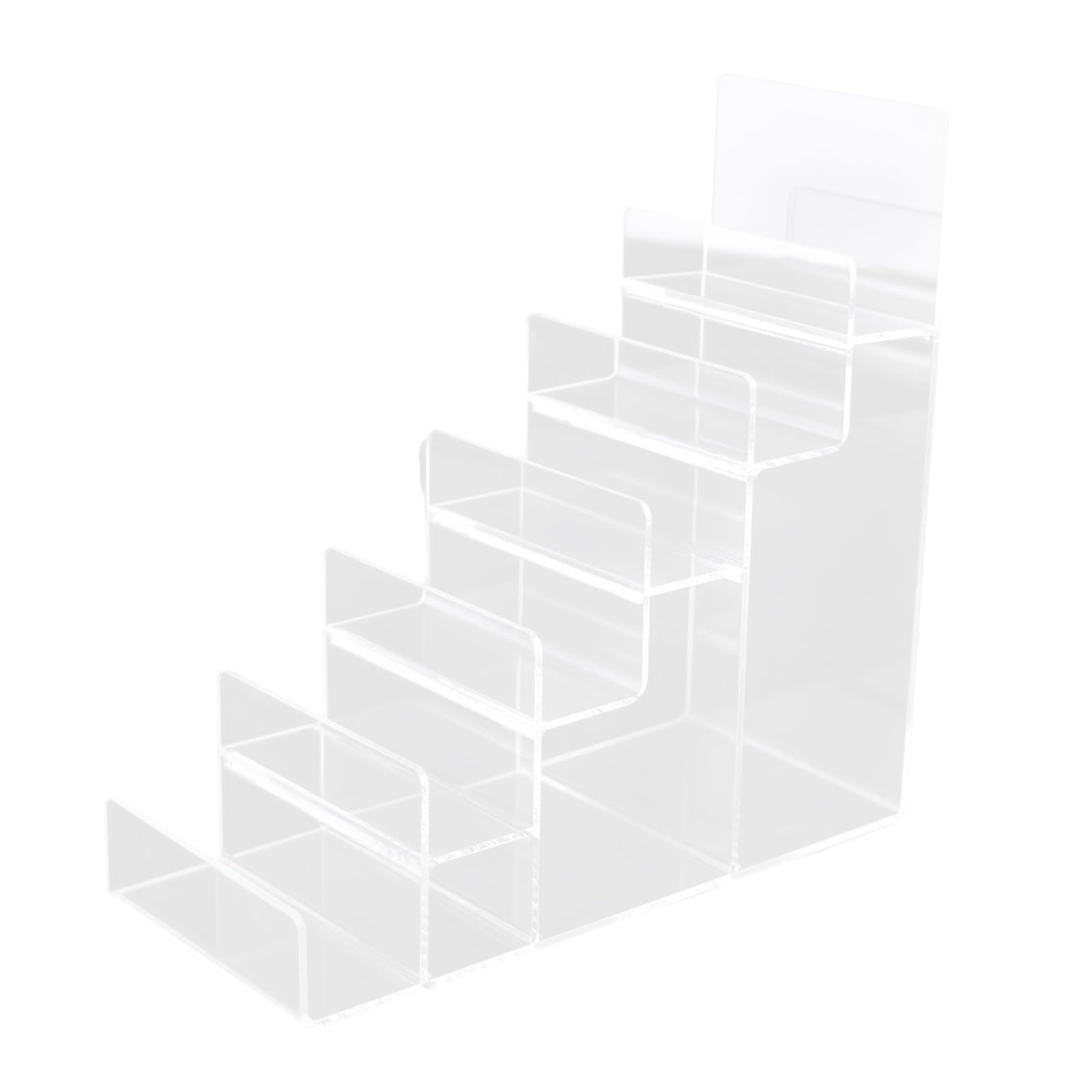 Jazuaiao Sturdy Acrylic Display Rack with Sloped Design Multilayer Storage for Accessories Organization Multi Tiered Acrylic Holder