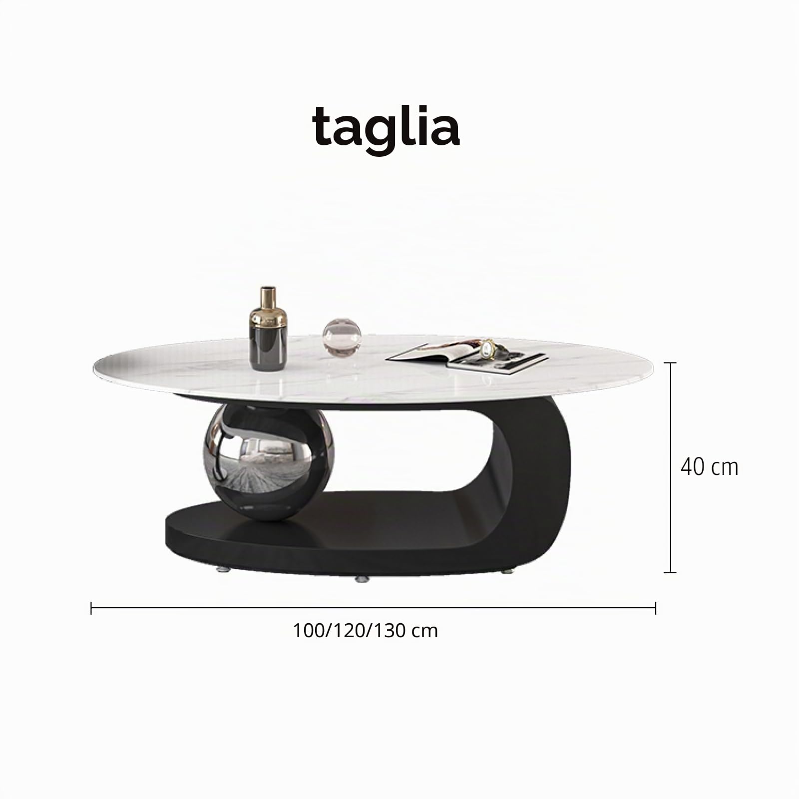 Tavolino da caffè in Marmo di Lusso con Staffa in Metallo Dorato e Piano in Pietra - Stile Elegante, Design Unico, Facile da Pulire