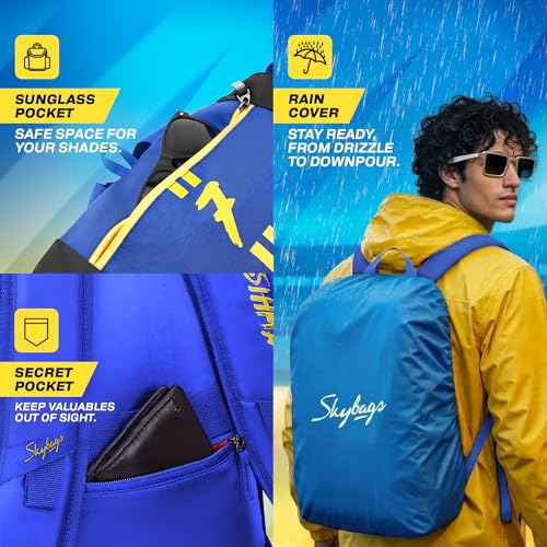 Image of Skybags Yellove 15.6 inch Compatible Laptop Backpack 21L | 1 Compartment with Quick-Access Front Pocket & Rain Cover | Tablet Sleeve & Side Pocket | CSK Collage & Travel Backpack for Men & Women
