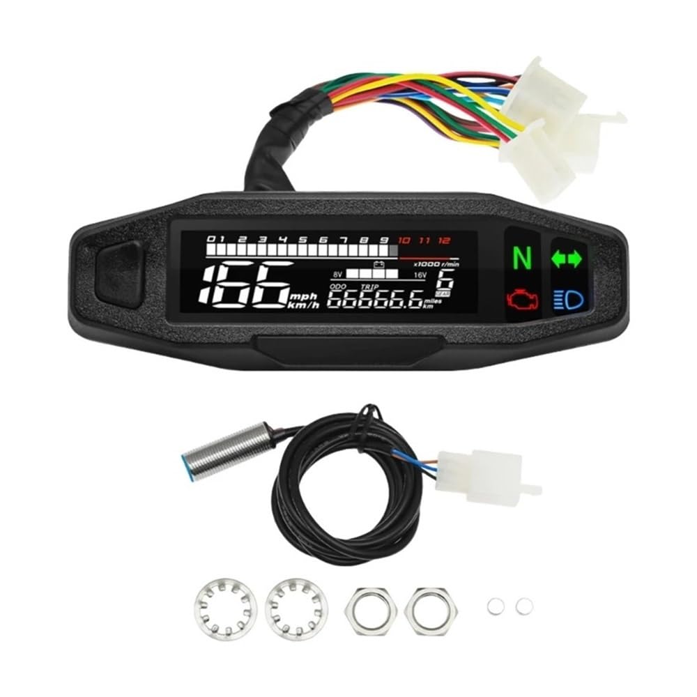 Contagiri contachilometri Tachimetro Per Moto Tachimetro Digitale Contagiri A LED Cruscotto Display Del Misuratore Del Quadro Strumenti Universalmente G99F