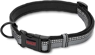 HALTI Komforthalsband - Hundehalsband mit Neoprenpolsterung, 3M-Reflektorgewebe und verstellbarer Riemen. Geeignet für mittelgroße Hunde (Größe M, Schwarz) product image