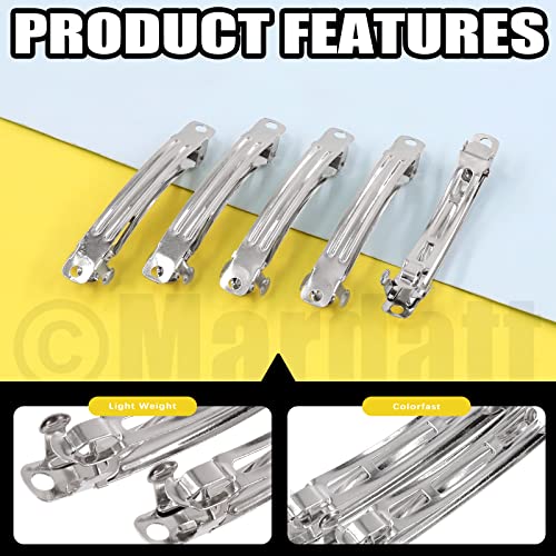 100 Piezas Pinzas para el Cabello French Barrette Set variado 2.36 pulgadas Metal Plateado Mardatt Modelo M574 miniatura 3