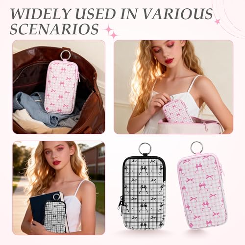 Image of KJQJLY 2 Pack Portable Tampon Organizer Bag Tampon Holder & Storage Case with Zipper for Travel, Discreet Period Bag for Purse, Waterproof Feminine Products Pouch for Women (Bows)