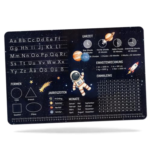 DOORIO Schreibtischunterlage Kinder Jungen Weltraum Leder 60 x 40 cm