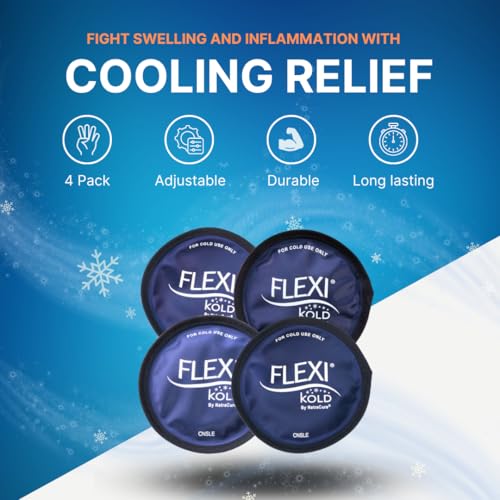Image of FlexiKold Gel Ice Pack Circles w /Straps (4 Pack) - Small Ice Packs, Reusable Ice Pack for Injuries, Ice Packs Reusable, Breastfeeding, Wisdom Teeth, Sinus Headaches - 6304-STRAP4PK by NatraCure
