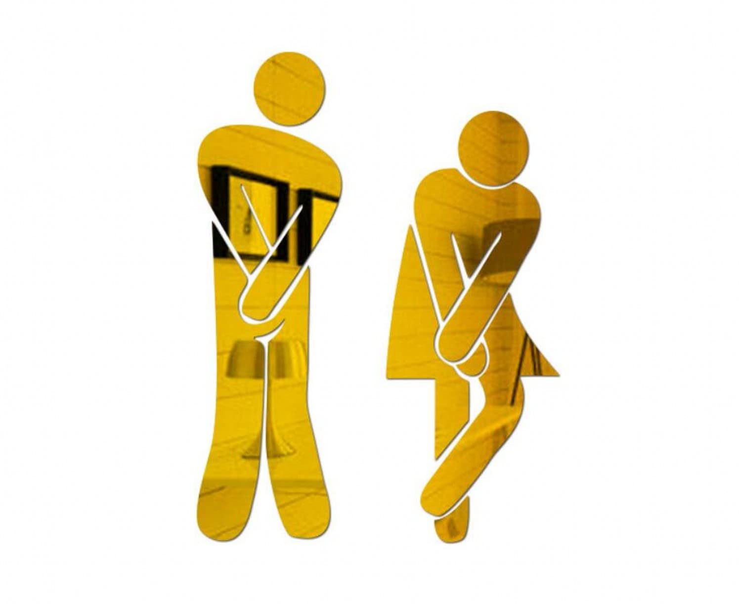 YJIUYUANQ 3D Acrylic Mirror Toilet Door Sign Men Women Bathroom Wall Sticker Home Decor? 3 Color Sets