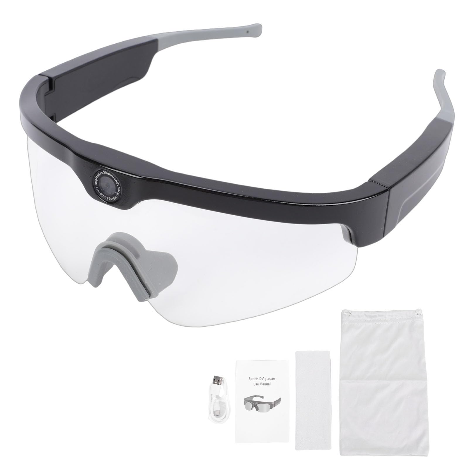 Sxhlseller Occhiali da Ciclismo con Fotocamera 2K, Fotocamera per Occhiali Intelligenti con Registrazione Video POV Bluetooth per attività All'aperto, Occhiali da Sole Antivento