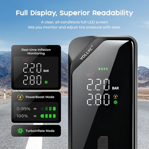 Image of Car Tire Inflator Portable Air Compressor-150 PSI Tire Pump for Car Tires, Electric Bike Tire Pump, Cordless Bike Pump with Digital Pressure Gauge, 4 Preset Modes for Car Bike Motorcycle Balls