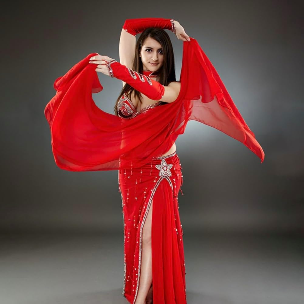 Real Veils Light Silk Belly Dance Hand Veil Silk 250cm* 114cm Adults Stage Performance