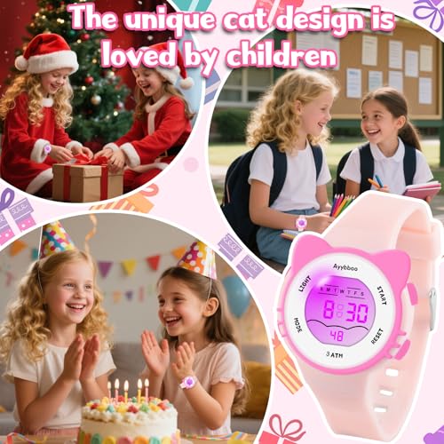 Image of Kids Digital Analog Watches for Girls Boys, 7 Color Lights Waterproof Cute Wristwatches for Kids with Alarm Stopwatch, Great Present for Girls Boys Ages 5-13