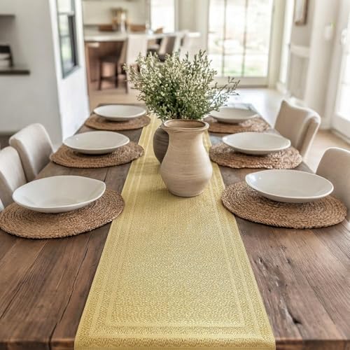 FAVE Goldfarben Vinyl Tischläufer 180 cm, waschbar für Esstisch – Ansicht 3