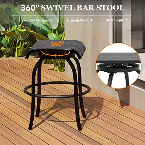 Sundale Outdoor 32 Inch Seat Height Swivel Bar Stools Set Of 4, Patio Backless Bar Height Tall Chairs, All-Weather Textilene Fabric Armless High Stools For Deck Pool Yard Gray #TOP3