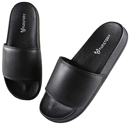 Sandals for Women Non Slip House Slide Slip on Cute Slippers Beach Shoes Outdoor Slide with Open Toe(Black,7)