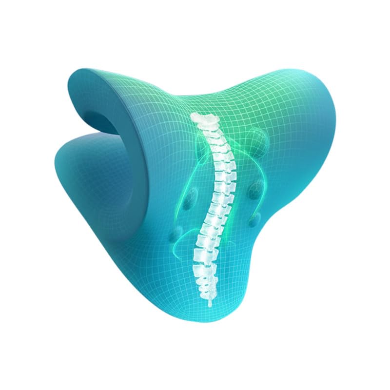 Image of Neck and Shoulder Relaxer, Cervical Traction Device for Pain Relief and Cervical Spine Alignment |Neck Stretcher Chiropractic Pillow Pain Relief Pillow (Blue, Men)