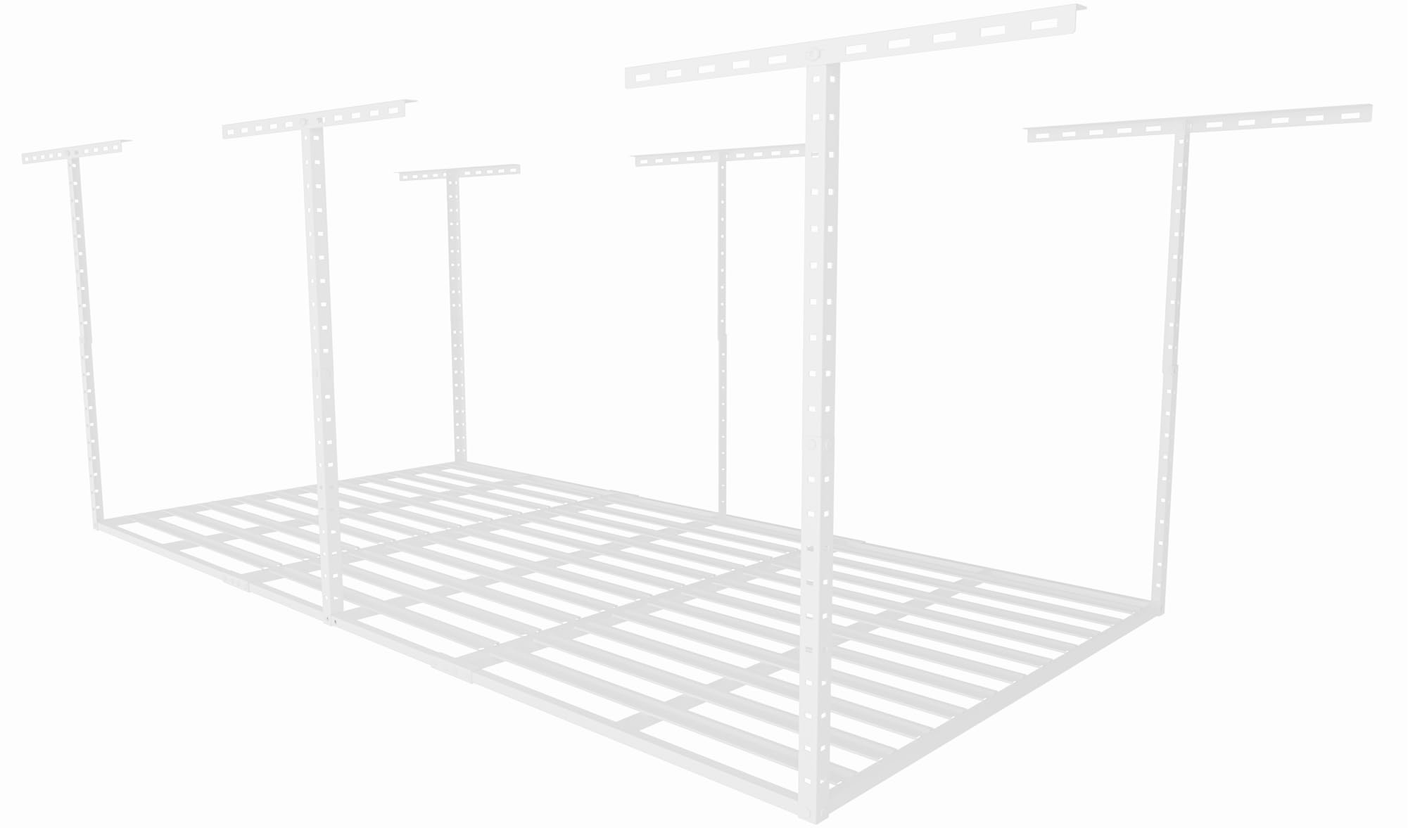 SunsGrove 4x8 Overhead Garage Storage Rack Organization, Adjustable Ceiling Mounted Storage Racks, 800LBS Weight Capacity, 22"-40" Ceiling Dropdown, White