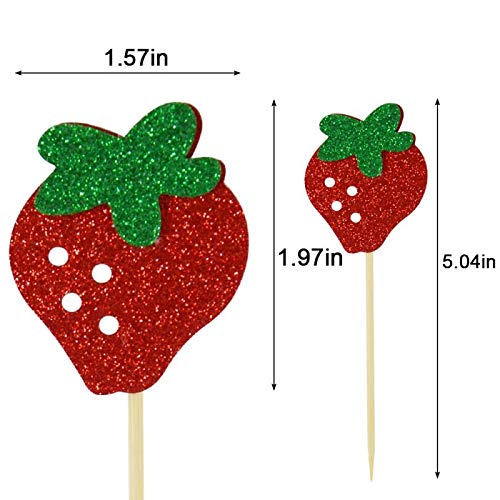 Strawberry Cupcake Topper Baby Girl Berry Theme Birthday Party Cake Decoration-Pack Of 24 #TOP1