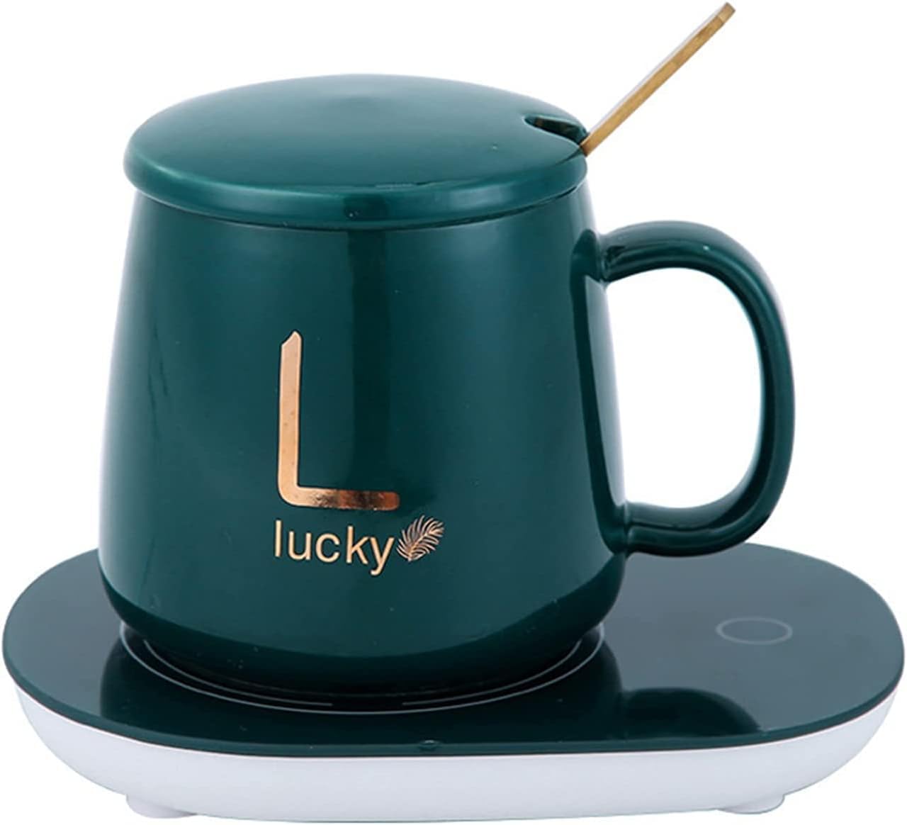 Smart Coffee Set Auto On/Off Gravity-Induction Mug Office Desk Use, Candle Wax Cup Warmer Heating Plate (Up to 131F/55C), 14oz