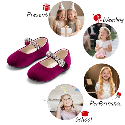 Image of PHIRAMIN Toddler Flower Girl Glitter Dress Shoes Little Girl Ballet Flats Bow Wedding Party