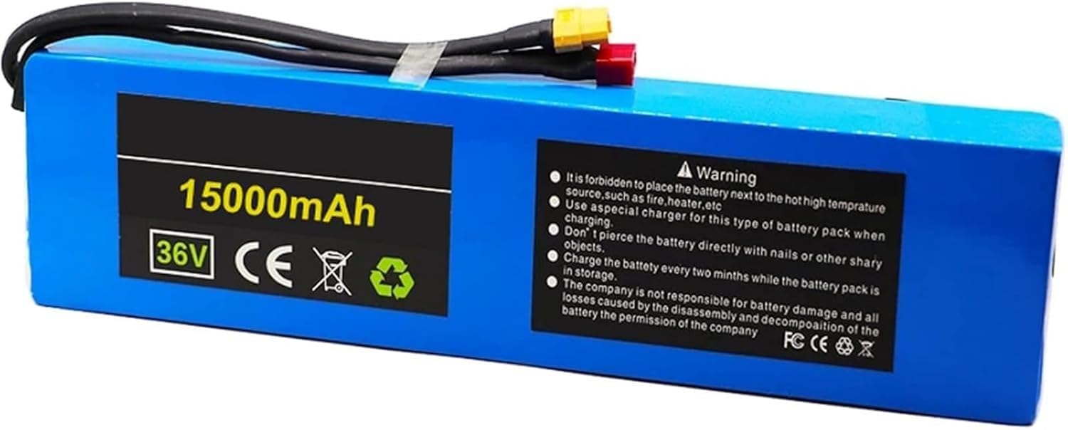 36V 15Ah Batteria per Bici elettrica,10S3P li-ion Battery Built in 15a BMS with Charger Impermeabile PVC for 500W Electric Scooter Bicycle [Classe di efficienza energetica A] 36V 15Ah