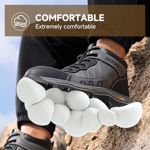 Image of Steel Toe Boots for Men Indestructible High Top Work Shoes for Men Comfortable Safety Shoes Puncture Proof Hiking Construction Shoes Botas de Trabajo para Hombre
