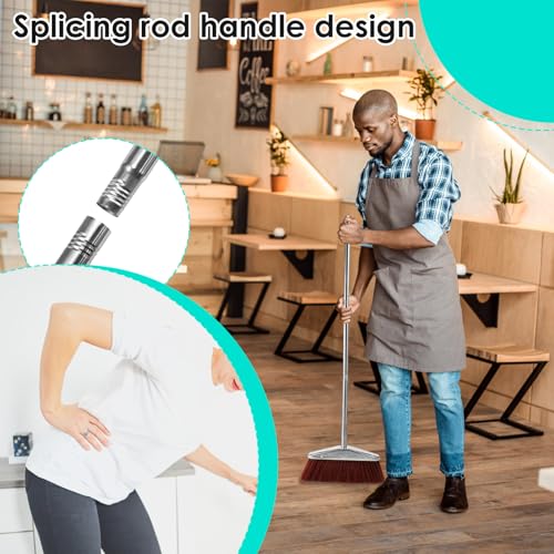 KTCINA Besen und Kehrschaufel Set mit Langem Stiel 92 cm Besen Set mit Kehrschaufel Metall Dauerhaft Besen und Kehrschaufel Stehend für Drinnen und Draußen Wohnzimmer Küche Garten – Bild 7