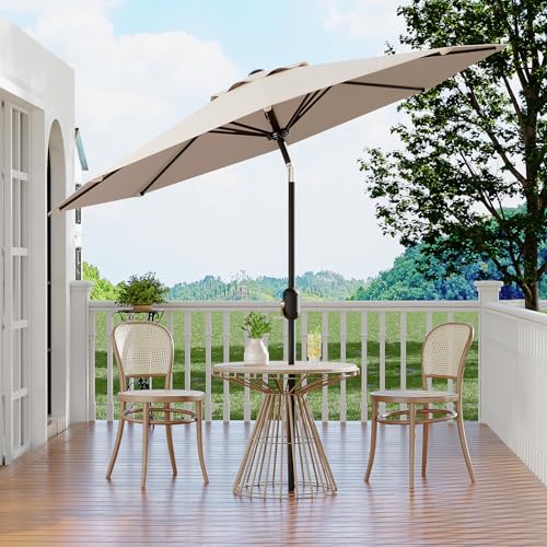 Garvee 9 ft Outdoor Patio Umbrella 8 Sturdy Ribs Outdoor Table Umbrella with Crank Lift & Push Button Tilt - UV Protection Waterproof Market Umbrellas for Pool, Deck, Yard, Garden, Light Beige by Garvee - Used condition - Image 7