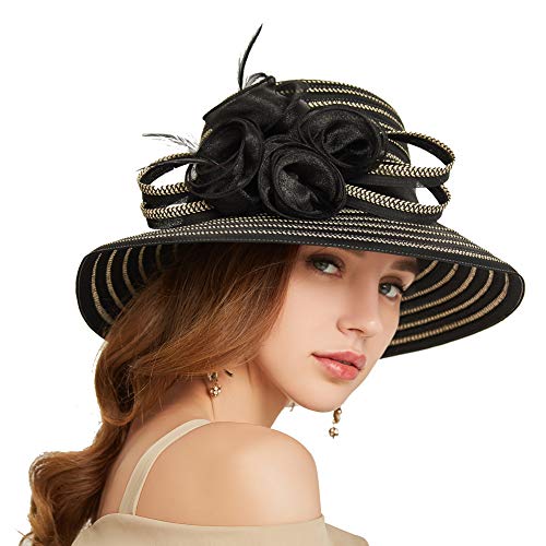Go Mai Accessories Lady Derby Dress Church Cloche Hat Bow Bucket Wedding Bowler Hats Travel Casual Hat Black