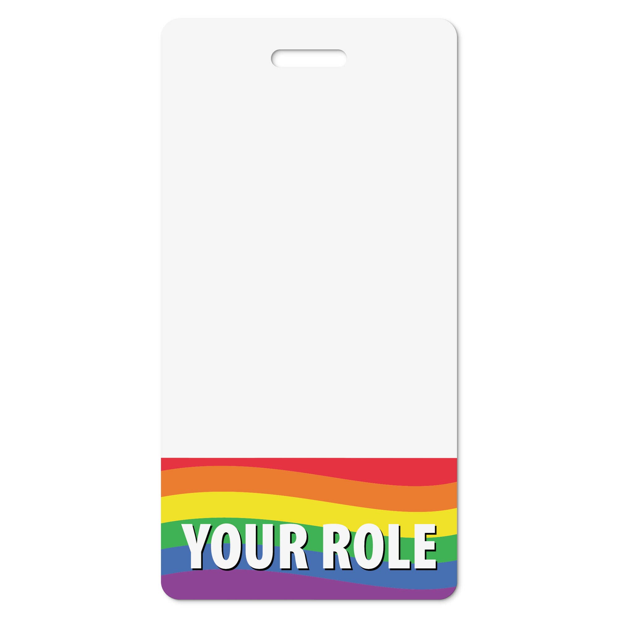 Custom Rainbow Badge Buddy (Vertical) - Double Sided Backer Card - Durable and Water Resistant Great for Security, Trade Show, Visitor, Work Badge