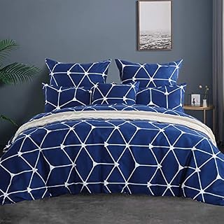 RUIKASI Super King Duvet Cover Set - Superking Bedding Set Microfiber Square Pattern, Quilt Cover with 2 Pillowcases, Soft and Breathable