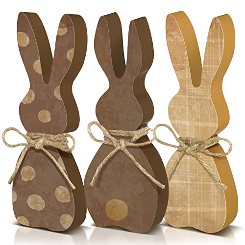 3 Pieces Easter Decorations for the Home Wooden Bunny Decor Sign Farmhouse Rabbit Tiered Tray Decor Easter Rabbit Table Decorations for Easter Party Desk Office Farmhouse Home 591 Inch Cute Style