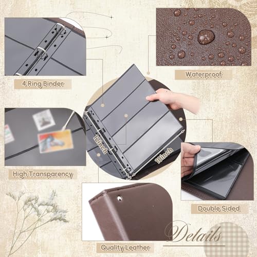 Image of Stamp Collecting Album Binder Kit for Collectors, 1 /2 /3 /4 Rows Banknotes Storage Book with 20 Stamp Pages, 4 Ring Binder, Tweezers and Magnifier, for Paper Money Bill Postage, Beginner Hobbyists Gift