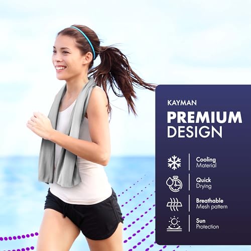 KAYMAN Paquete de 2 Toallas refrescantes de Yoga, Microfibra Suave y Transpirable, Elimina el Sudor y se Seca rápidamente, Ideal para Yoga, Gimnasio, Golf, Correr, Entrenamientos y Senderismo, fácil - Imagen 3