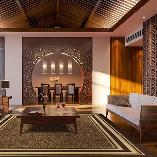 Ottomanson Bordered Brown Ottohome Collection Contemporary, Area Rug-7'10" X 9'10" #TOP4