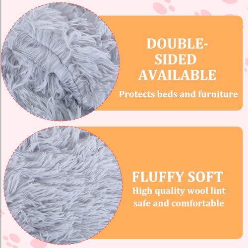 ElevateTech Beruhigende Kuscheldecke für Haustiere Flauschige Weiche Katzendecke Waschbare Warm 22 × 14 Zoll/56 × 36 cm Graue Welpendecke fürInnenbereich Maschinenwaschbar Graue