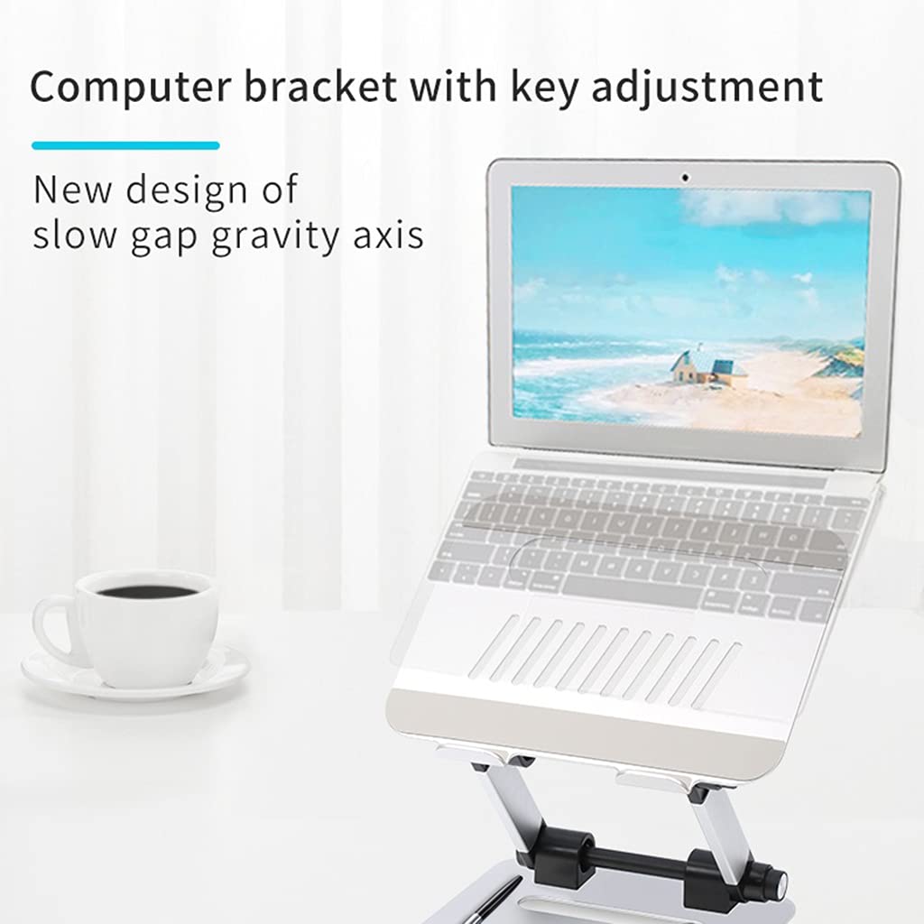 Boneruy - Supporto regolabile per computer portatile, antiscivolo, pieghevole, in alluminio, per notebook, notebook, supporto per computer portatile, supporto estensibile da scrivania, letto