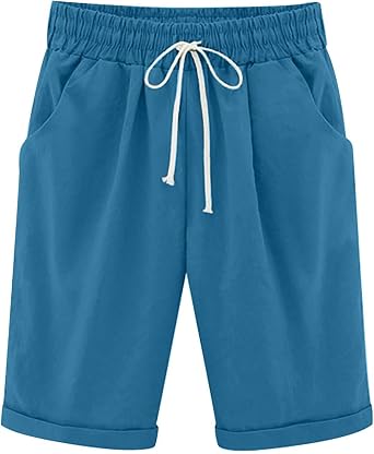 LRMQS Bermuda Shorts for Women Trendy Summer 2026 Beach Drawstring Knee Length Shorts Loose Fit Resort Wear Fashion Clothes
