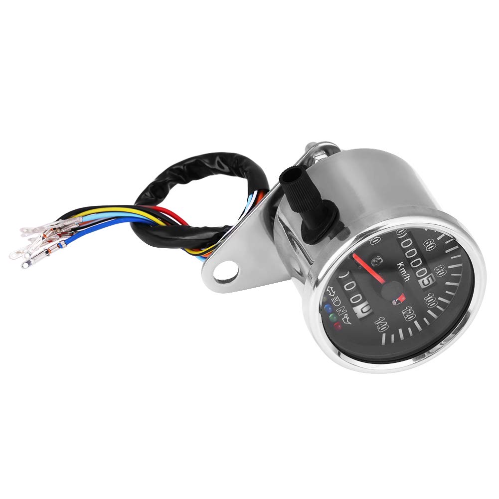 Prędkościomierz, Akozon 65 mm, czarna tarcza, mechaniczna dioda LED, prędkościomierz motocyklowy, licznik kilometrów ze wskaźnikiem Sliver