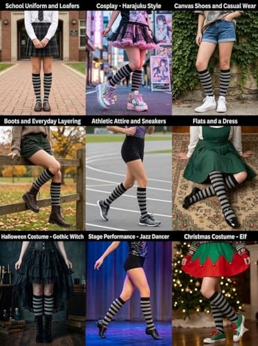 Image of Elite Quality Soft Cotton Knee High /Over knee Zebra stripes Socks