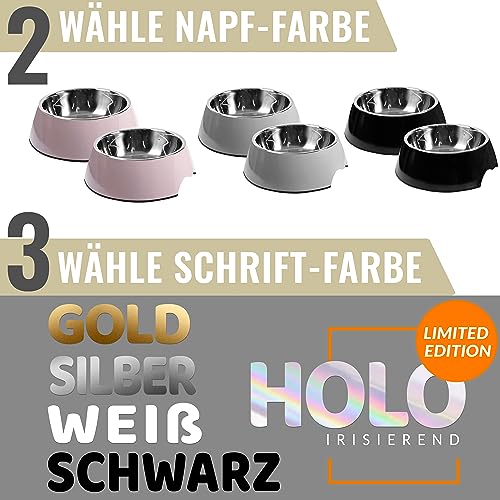 ne&no® Futternapf 2er Set für Hunde und Katzen (S - PERSONALISIERT, Malve)