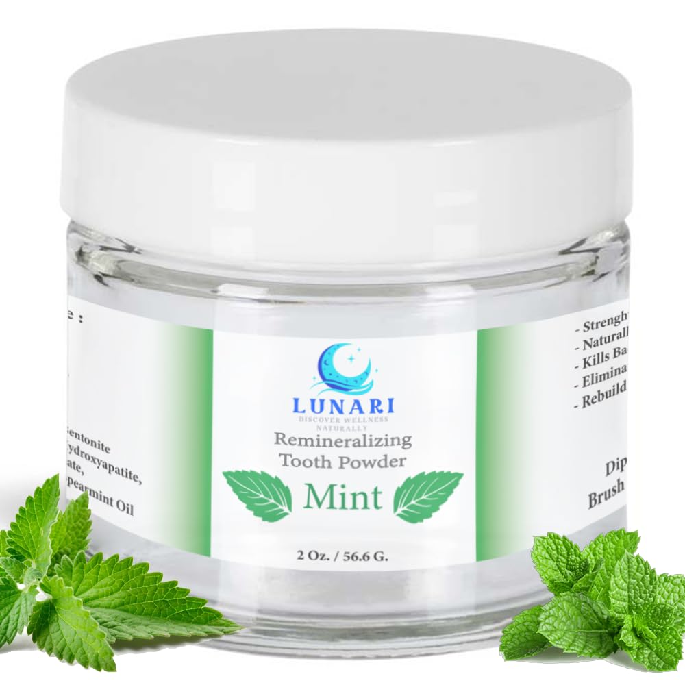 Remineralizing Mint Nano-Hydroxyapatite Tooth Powder for Sensitive Teeth Natural Fluoride-Free Whitening Toothpaste with Bentonite Clay Calcium Carbonate Essential