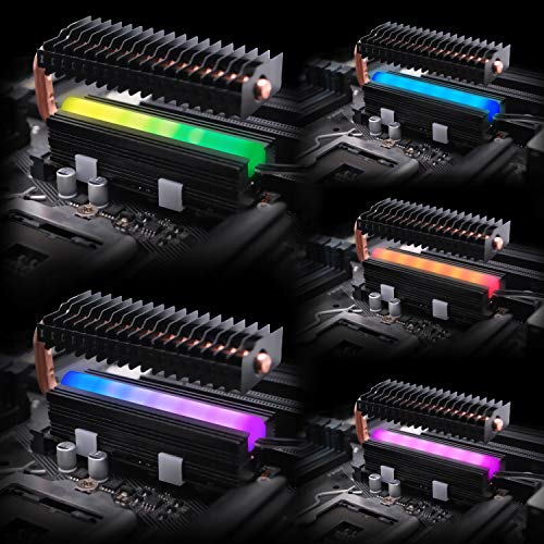 EZDIY-FAB M.2 Dissipatore di Calore con Heatpipe,5V 3-Pin ARGB SATA NVMe NGFF M.2 Dissipatore di Calore SSD Cooler per 2280 M.2 SSD,con Thermal Pad (SSD Non Incluso)