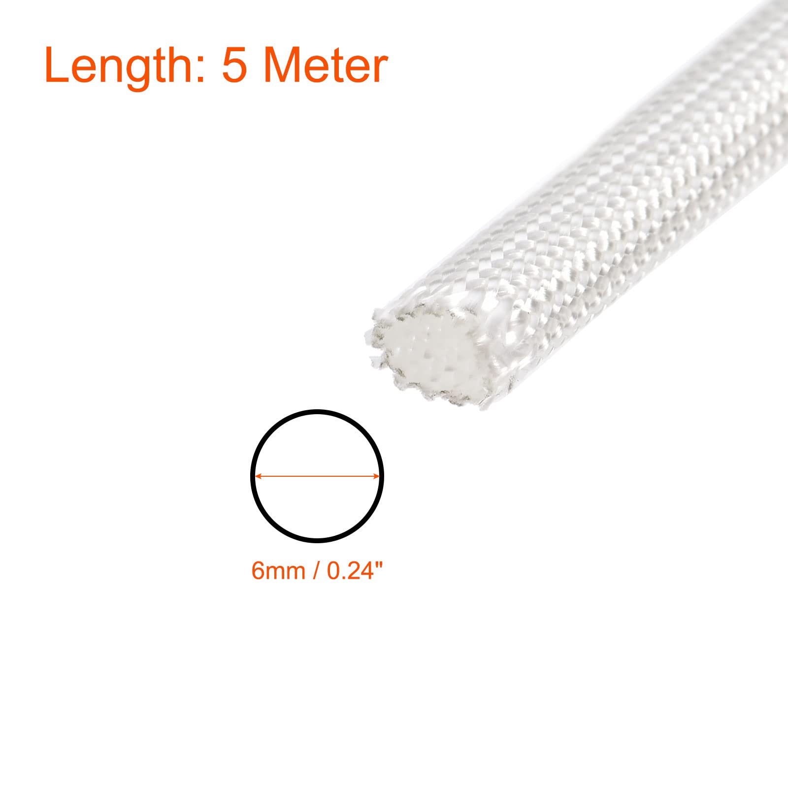 Copri Cavo In Fibra Di Vetro Alta Temperatura - 3 Metri, 10 Mm, Bianco, Resistente Al Calore - Foto 9