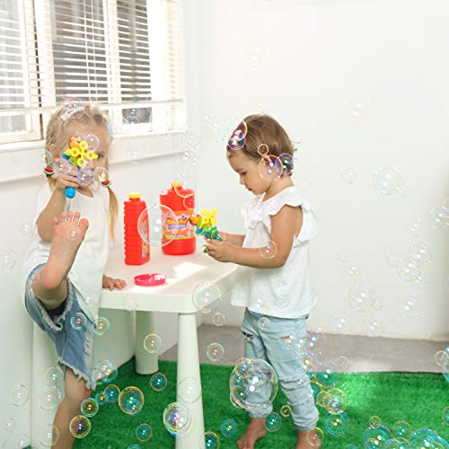 Bubble Gun Blower for Kids - Non-Toxic Bubble Blower with 2 Bubble Solutions - Mini Hand-Held Machine with 4 Wands for Blowing Bubbles - Bubble Toys for Parties, Camping, Outdoor Activities - Thumbnail 5